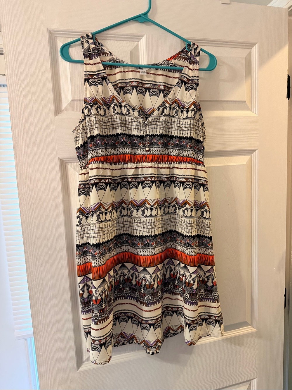 Roxy Geometric Print Sleeveless Dress Multicolor Boho